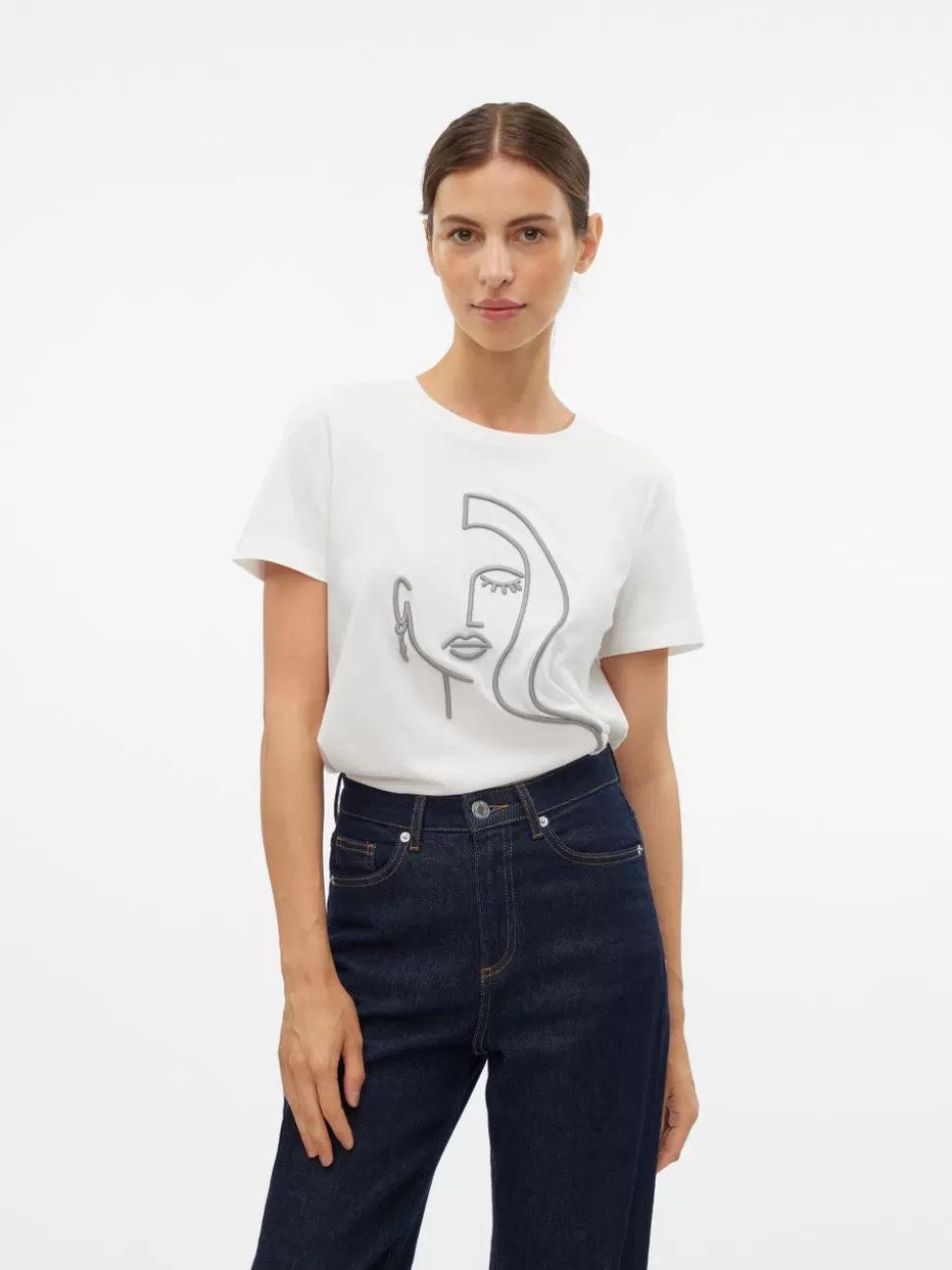 Toppar^VERO MODA VMLINE T-shirt Snow White