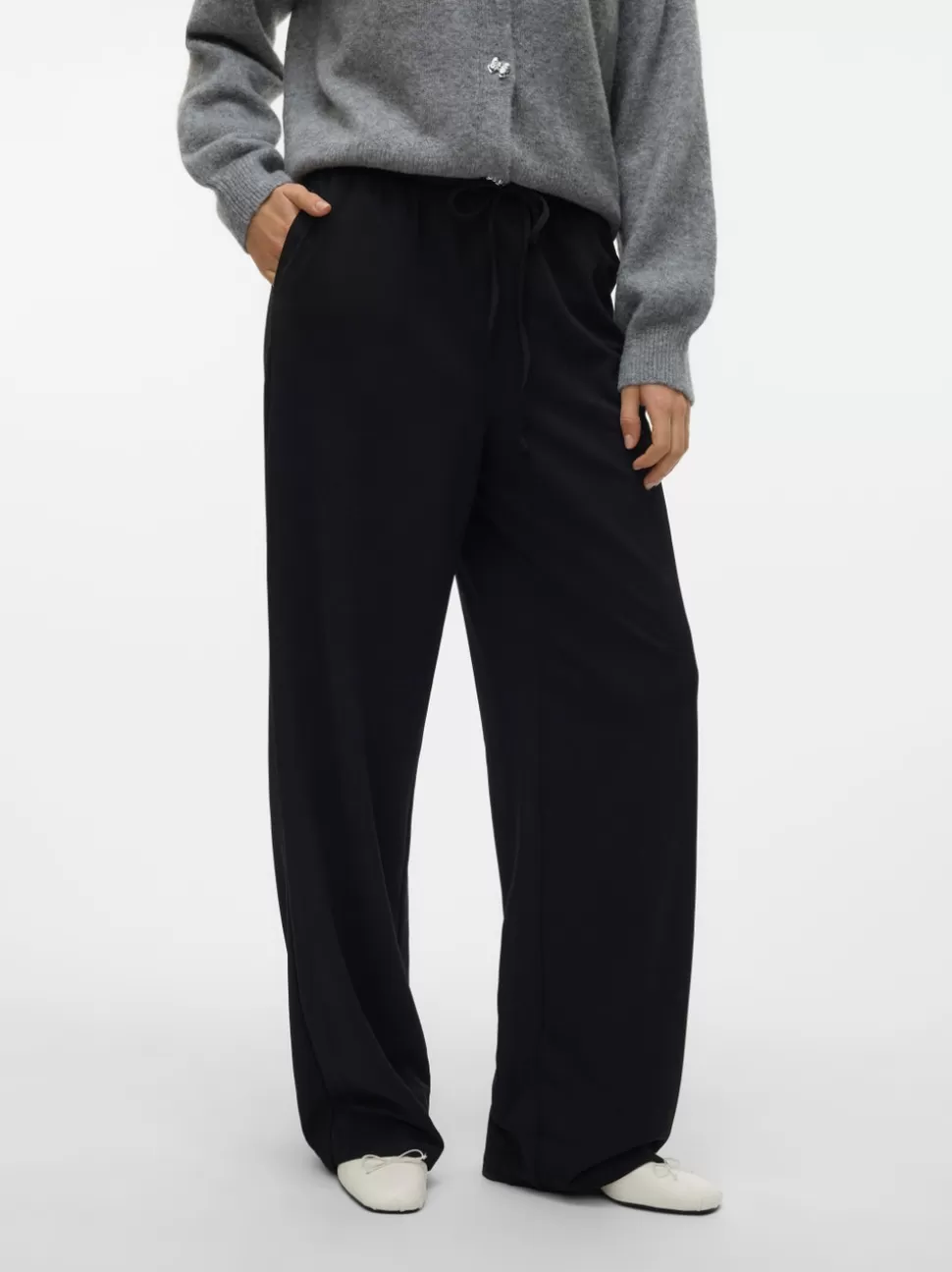 Byxor^VERO MODA VMLIVA Hög Midja Byxor Black