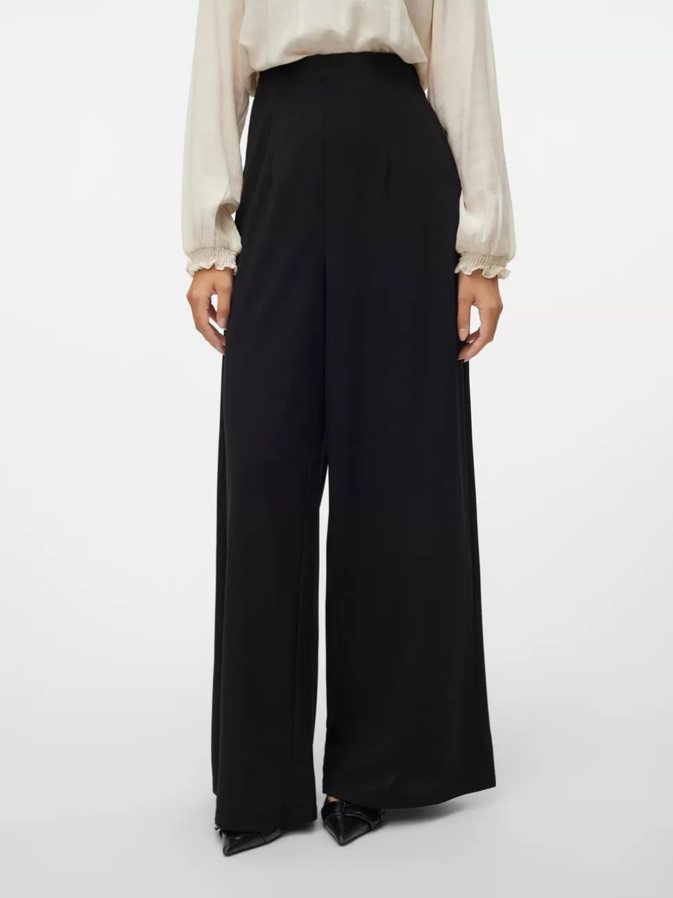 Byxor^VERO MODA VMLIVA Hög Midja Byxor Black