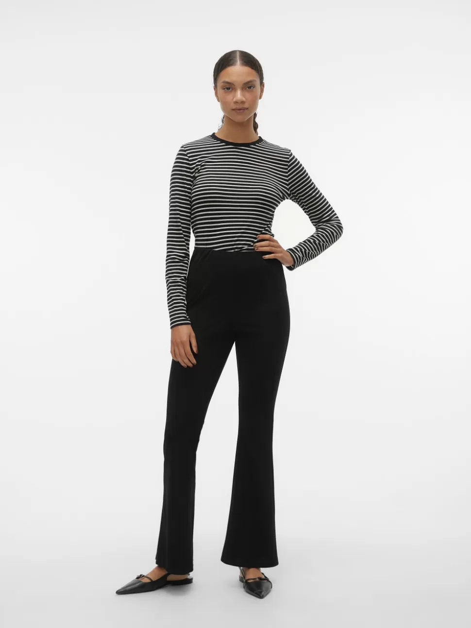Byxor^VERO MODA VMLIVA Hög Midja Byxor Black