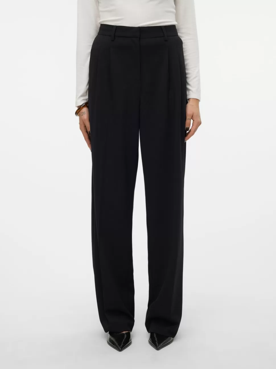Byxor^VERO MODA VMLIVA Medelhög Midja Byxor Black