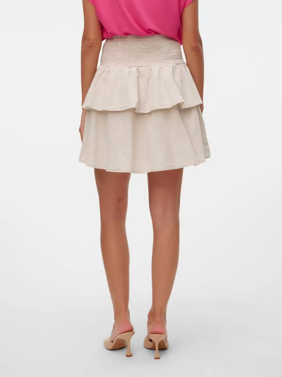 Kjolar^VERO MODA VMLUNA Hög Midja Kort Kjol Silver Lining