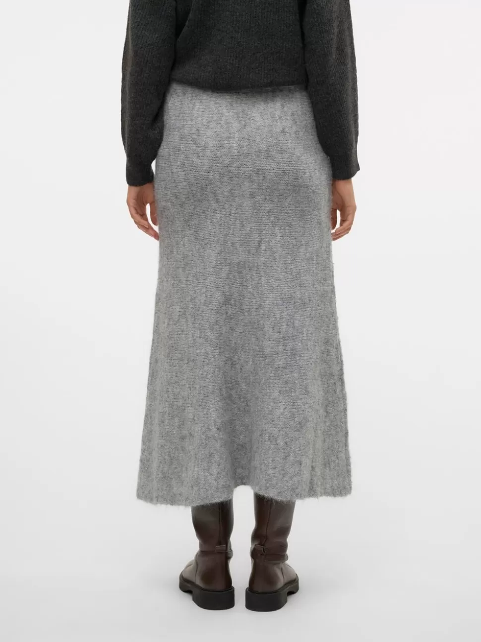Kjolar^VERO MODA VMMARS Hög Midja Midikjol Light Grey Melange