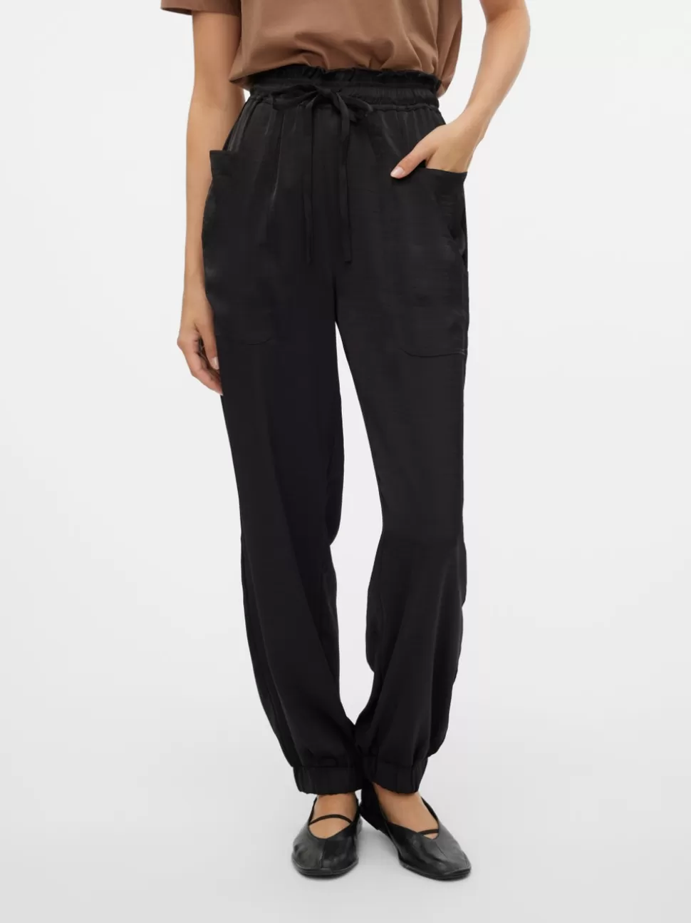 Byxor^VERO MODA VMMARYS Hög Midja Byxor Black