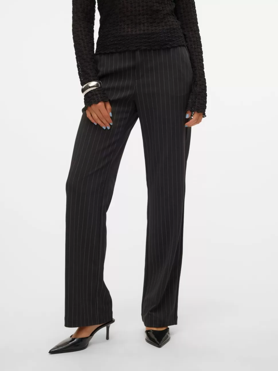 Byxor^VERO MODA VMMAYA Medelhög Midja Byxor Black