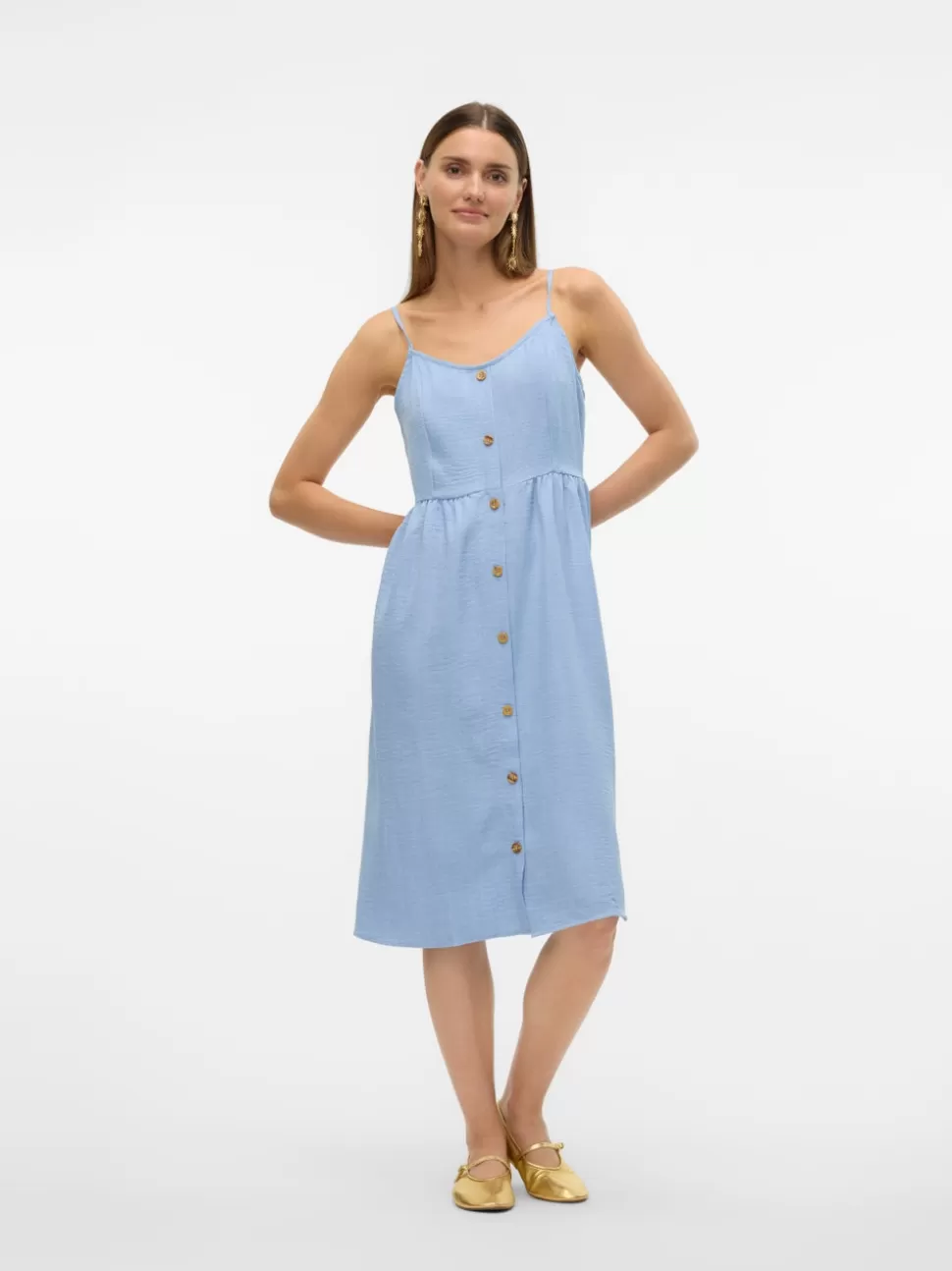 Klänningar^VERO MODA VMMELANEY Midiklänning Chambray Blue