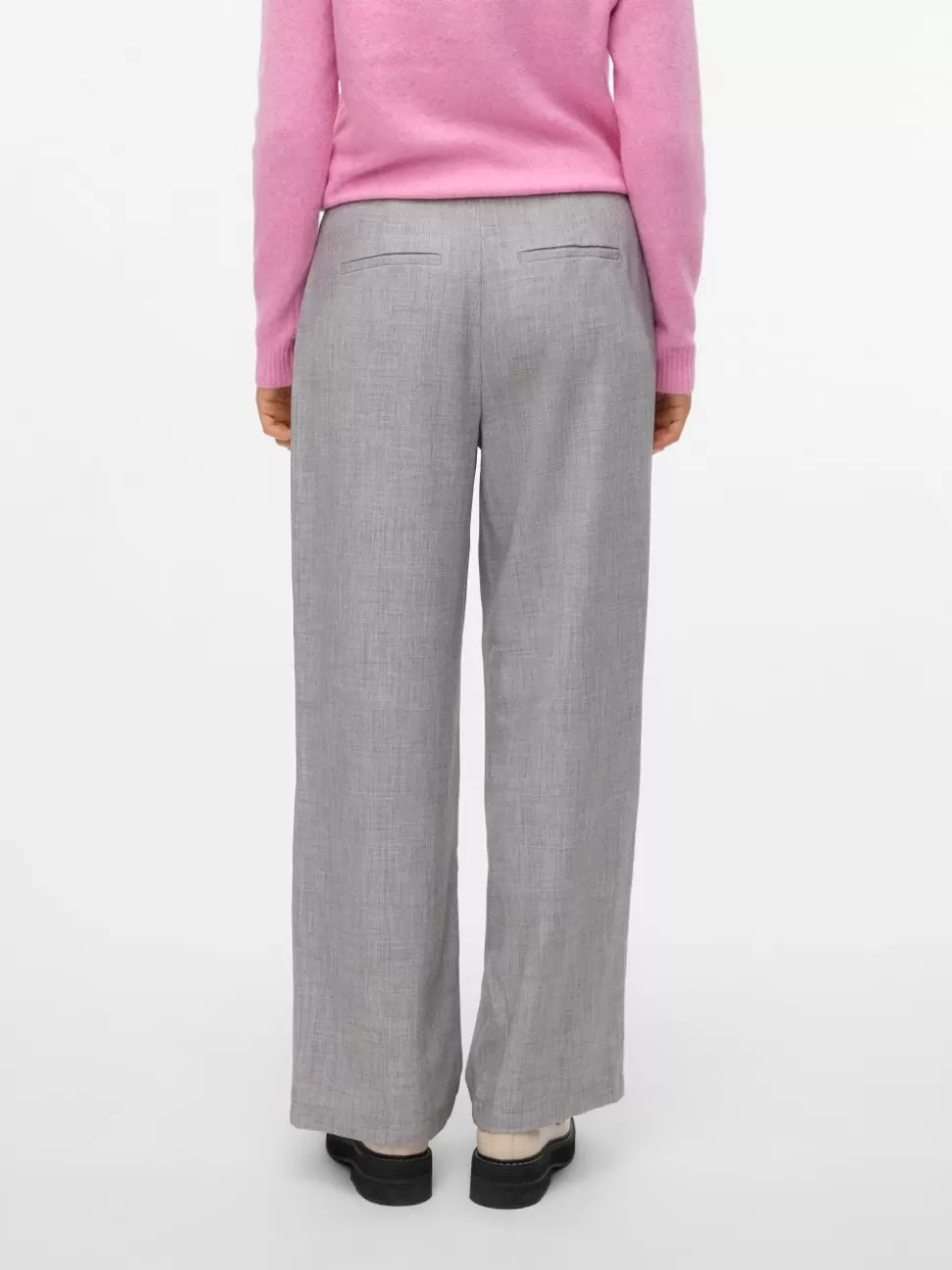 Byxor^VERO MODA VMMELINA Hög Midja Byxor Light Grey Melange