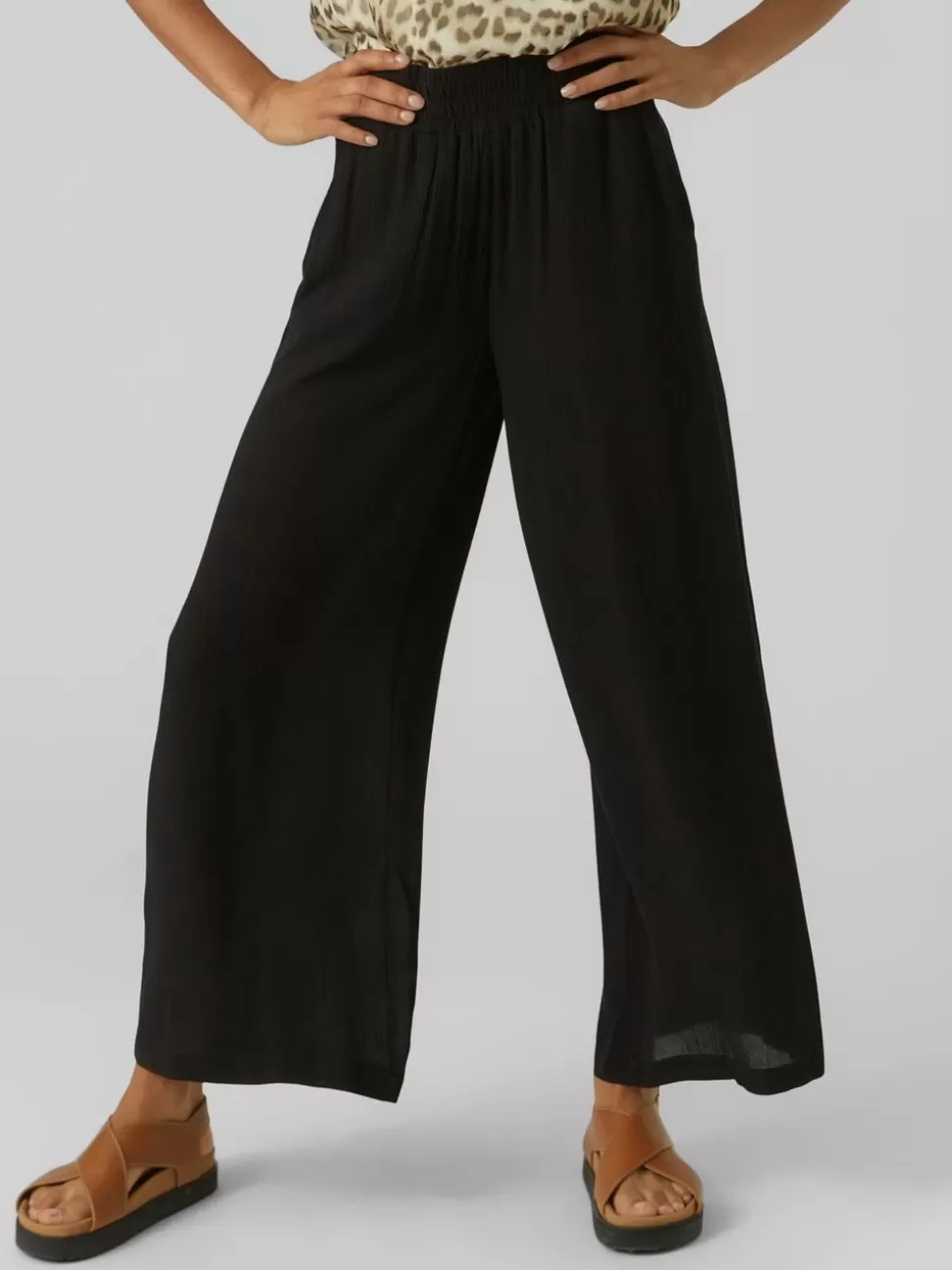 Byxor^VERO MODA VMMENNY Hög Midja Byxor Black