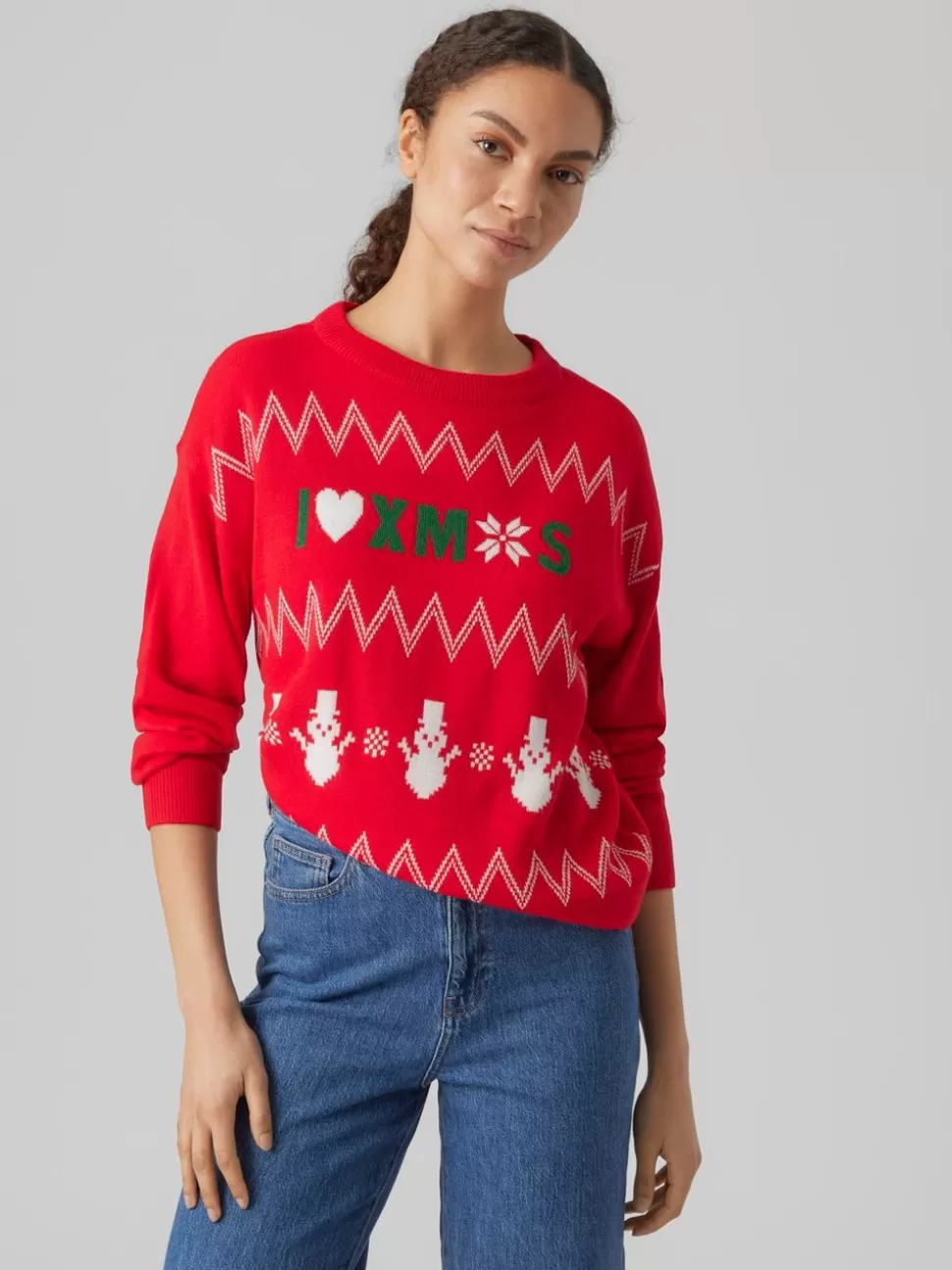 Stickat^VERO MODA VMMIXEDXMAS Pullover Chinese Red