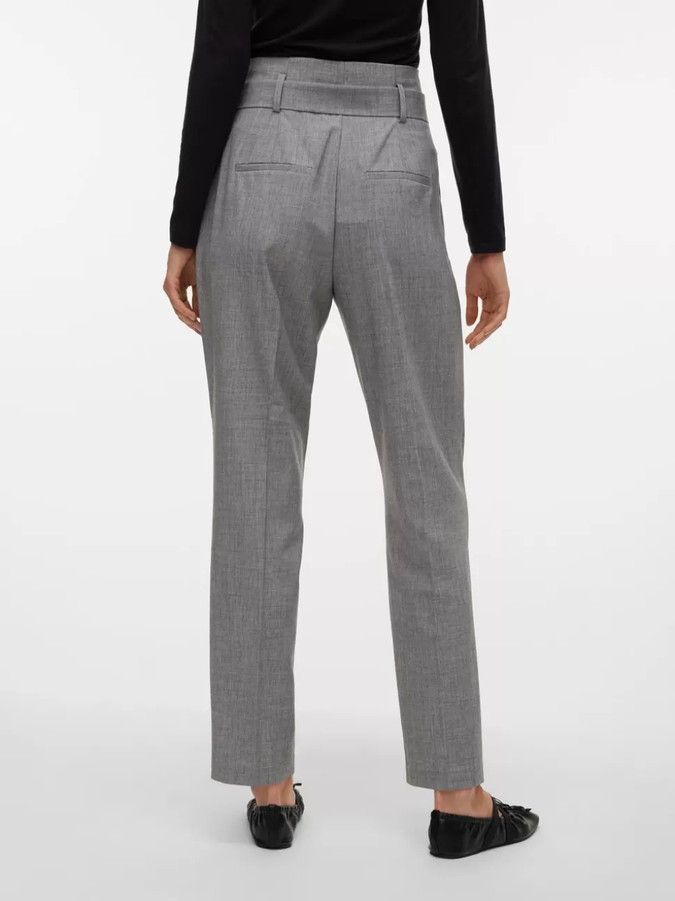 Byxor^VERO MODA VMNATE Hög Midja Byxor Light Grey Melange