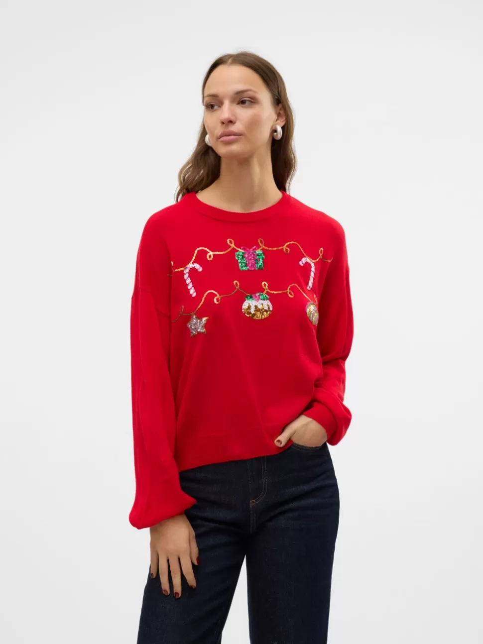 Stickat^VERO MODA VMNEWGARLAND Pullover Chinese Red