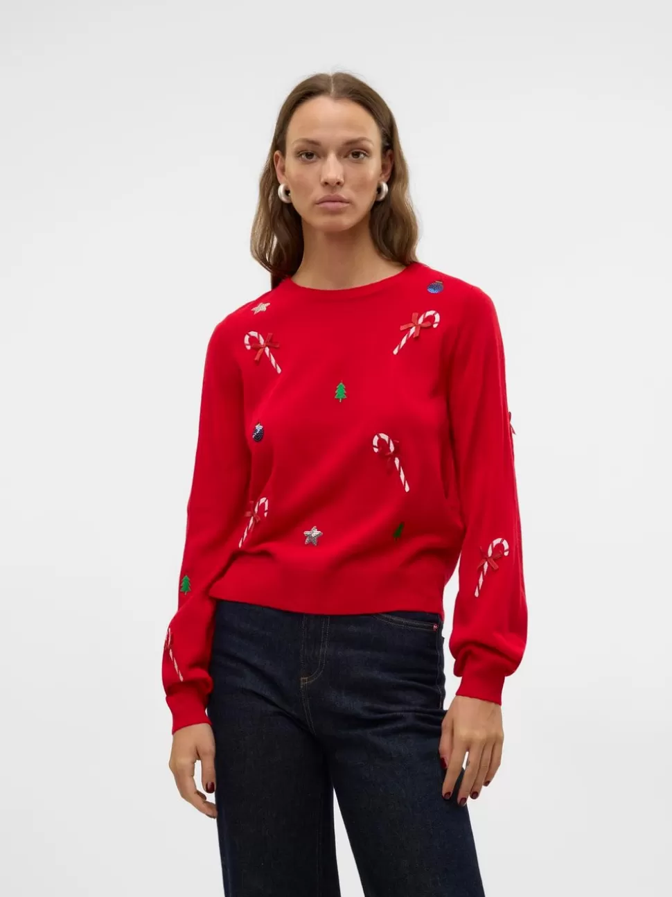 Stickat^VERO MODA VMNEWJOLLY Pullover Chinese Red