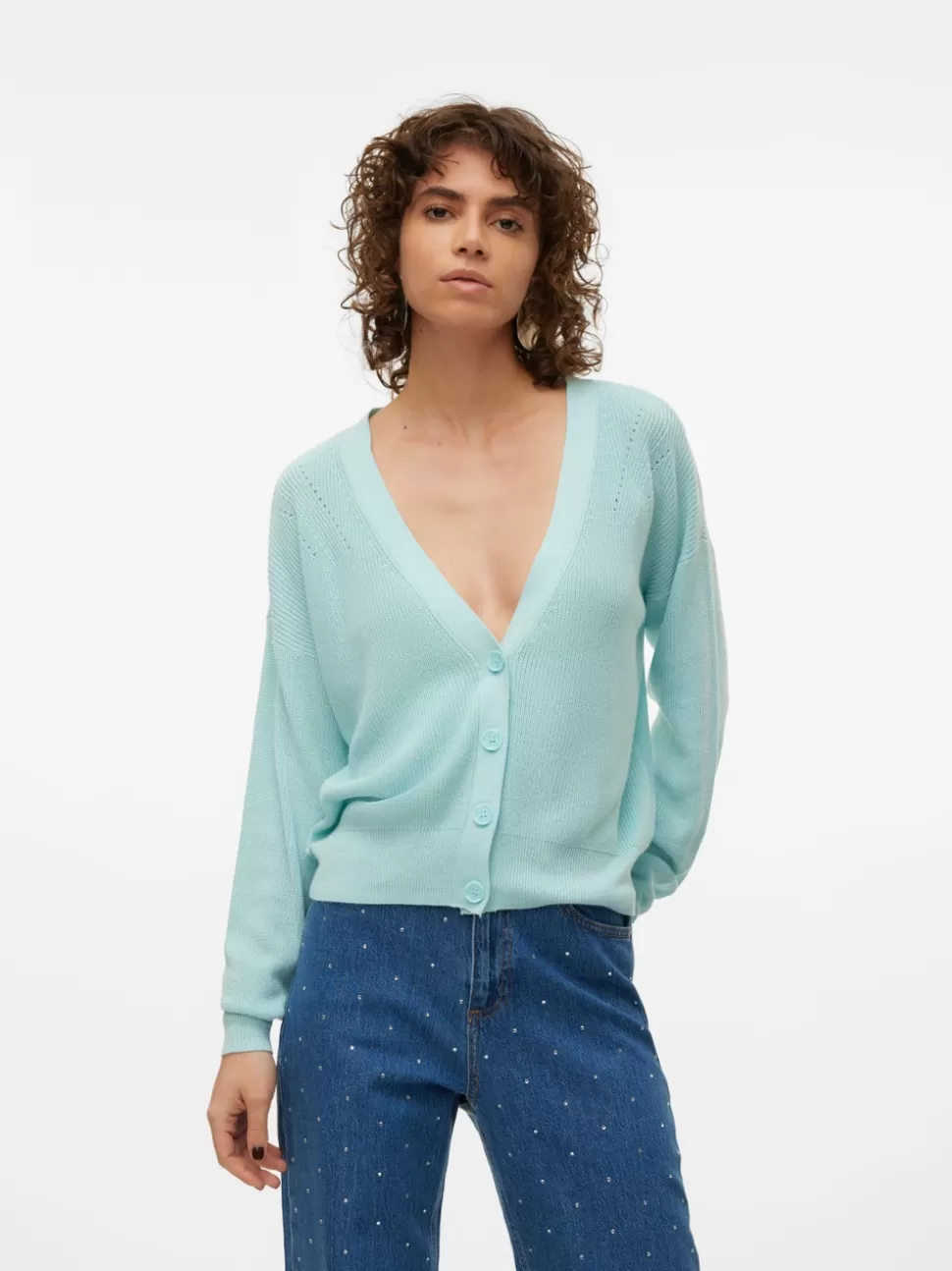 Stickat | Basics^VERO MODA VMNEWLEXSUN Stickad Kofta Clearwater