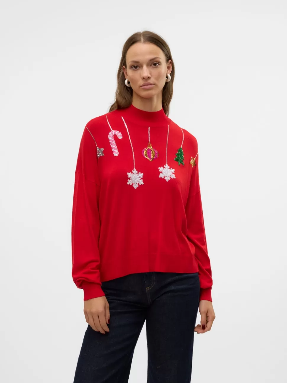 Stickat^VERO MODA VMNEWQUEENGUARD Pullover Chinese Red