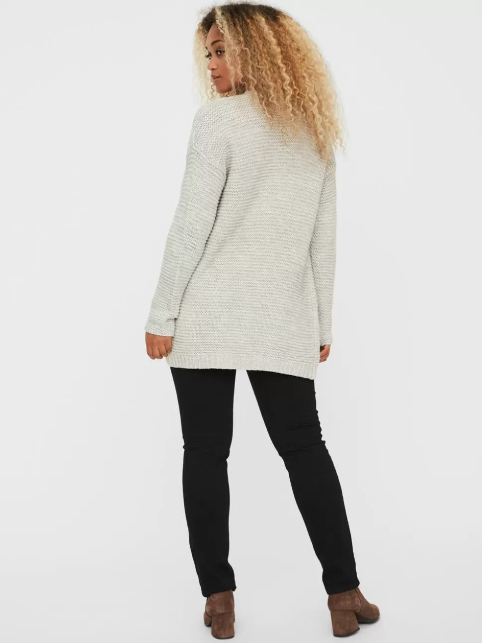 Stickat | Basics^VERO MODA VMNO Stickad Kofta Light Grey Melange