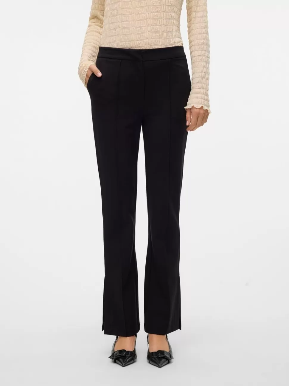 Byxor^VERO MODA VMNOLAN Hög Midja Byxor Black
