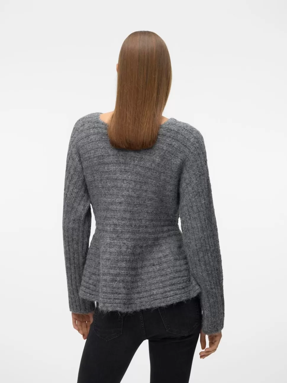 Stickat^VERO MODA VMNONO Topp Medium Grey Melange