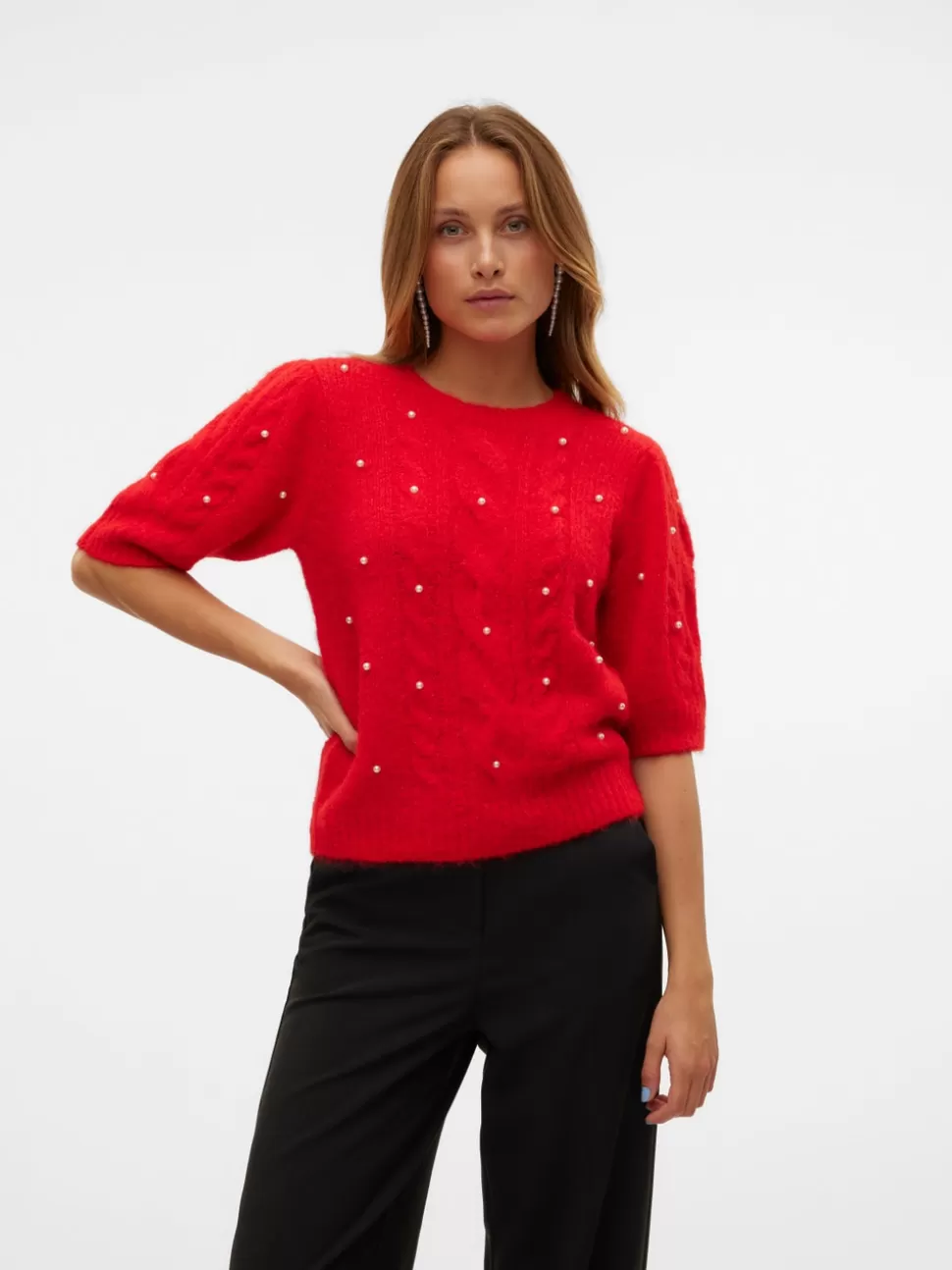 Stickat^VERO MODA VMNOVA Pullover Salsa