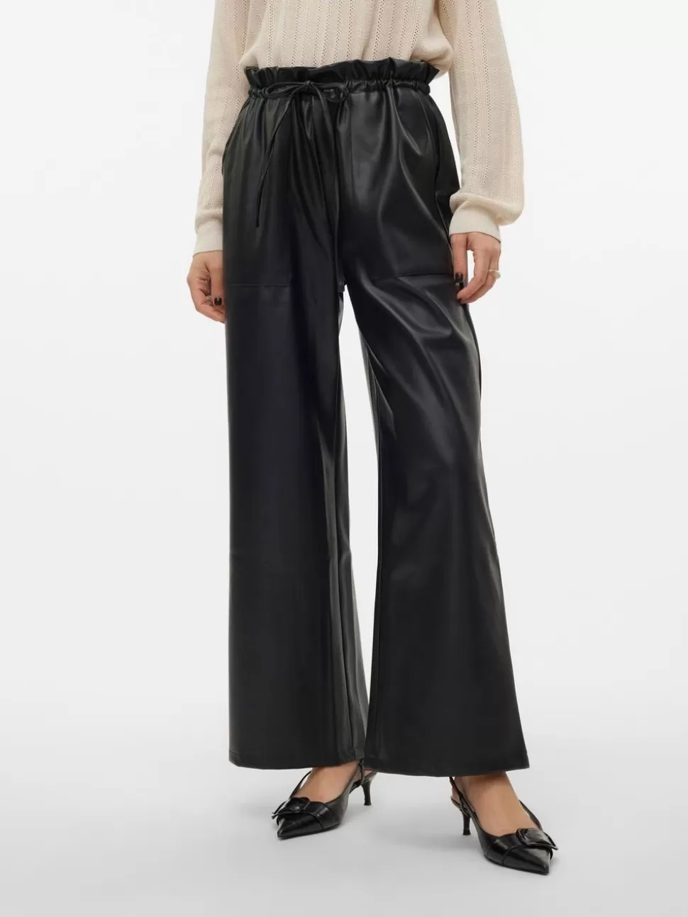 Byxor^VERO MODA VMPAULINA Hög Midja Byxor Black