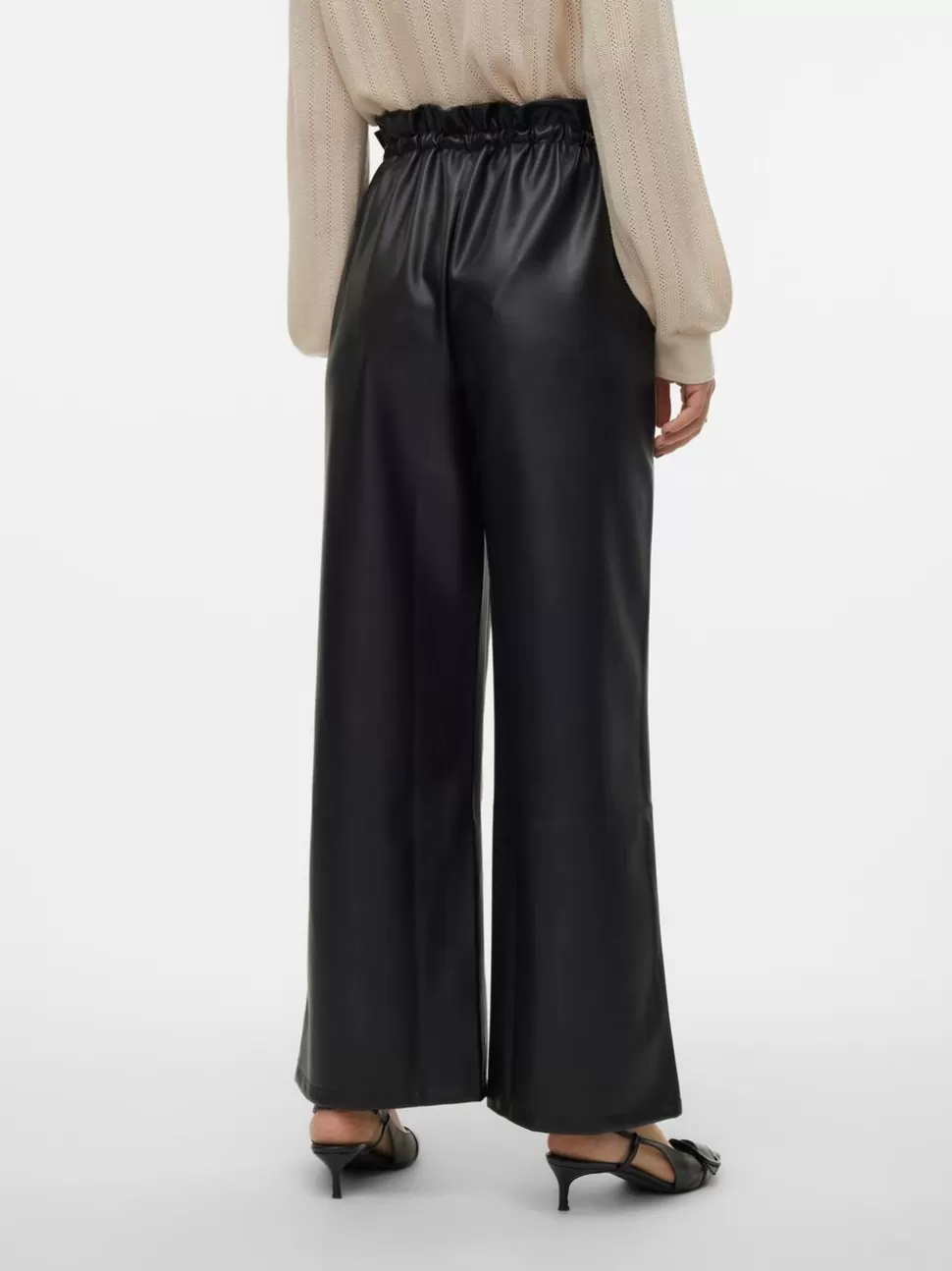Byxor^VERO MODA VMPAULINA Hög Midja Byxor Black