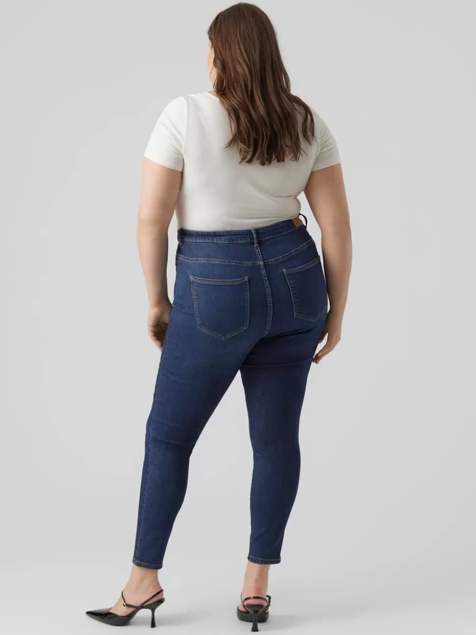 Jeans^VERO MODA VMPHIA Hög Midja Skinny Fit Jeans Dark Blue Denim