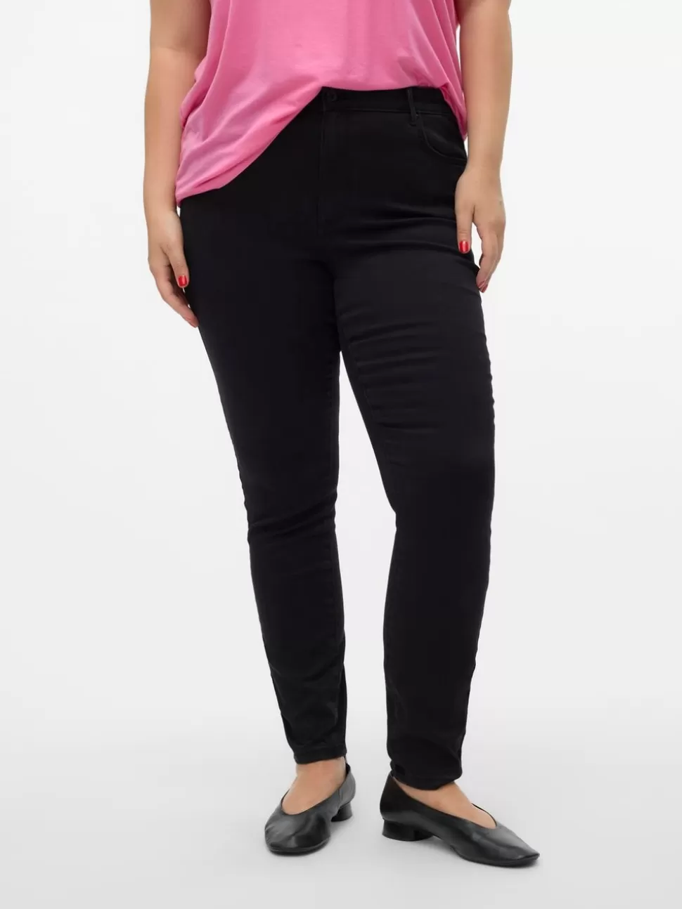 Jeans^VERO MODA VMPHIA Hög Midja Slim Fit Jeans Black