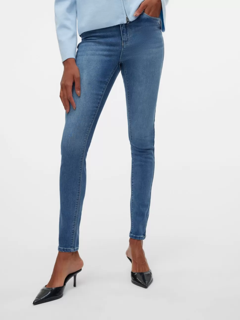 Jeans^VERO MODA VMPOSH Medelhög Midja Skinny Fit Jeans Medium Blue Denim