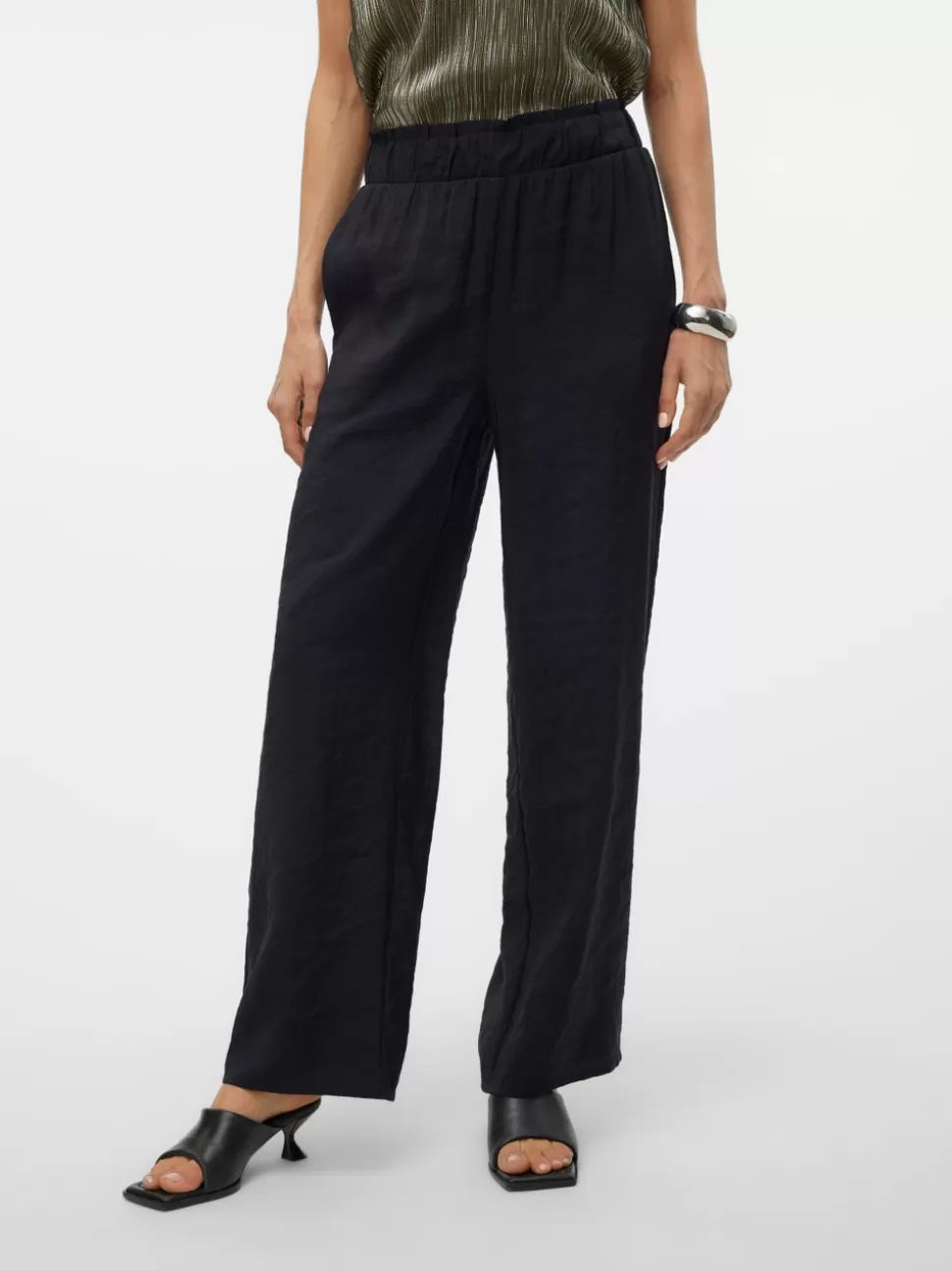 Byxor^VERO MODA VMQUEENY Hög Midja Byxor Black