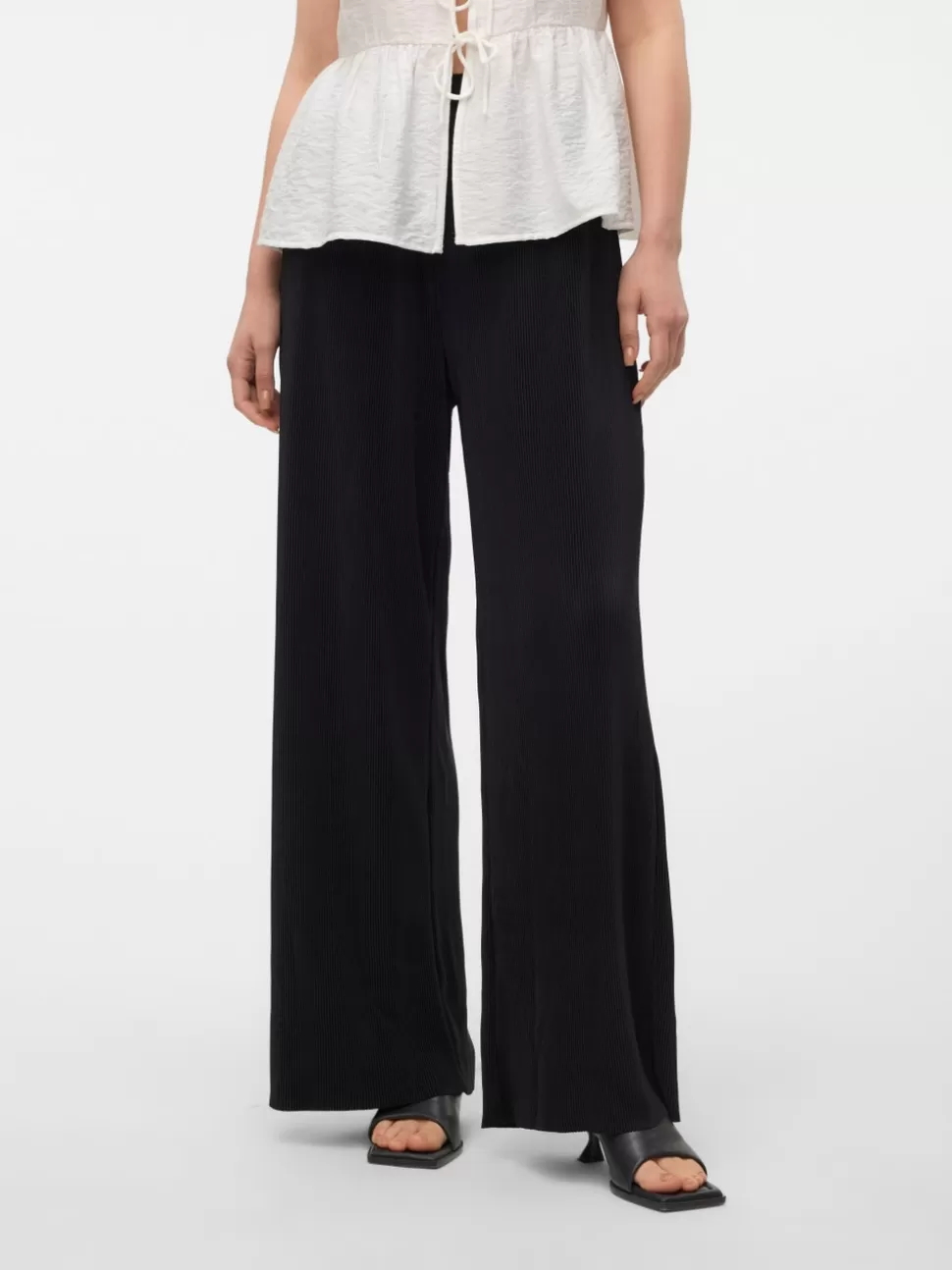 Byxor^VERO MODA VMRAYA Hög Midja Byxor Black