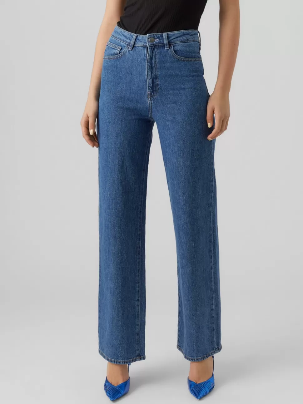 Jeans^VERO MODA VMREBECCA Superhög Midja Normal Passform Jeans Medium Blue Denim