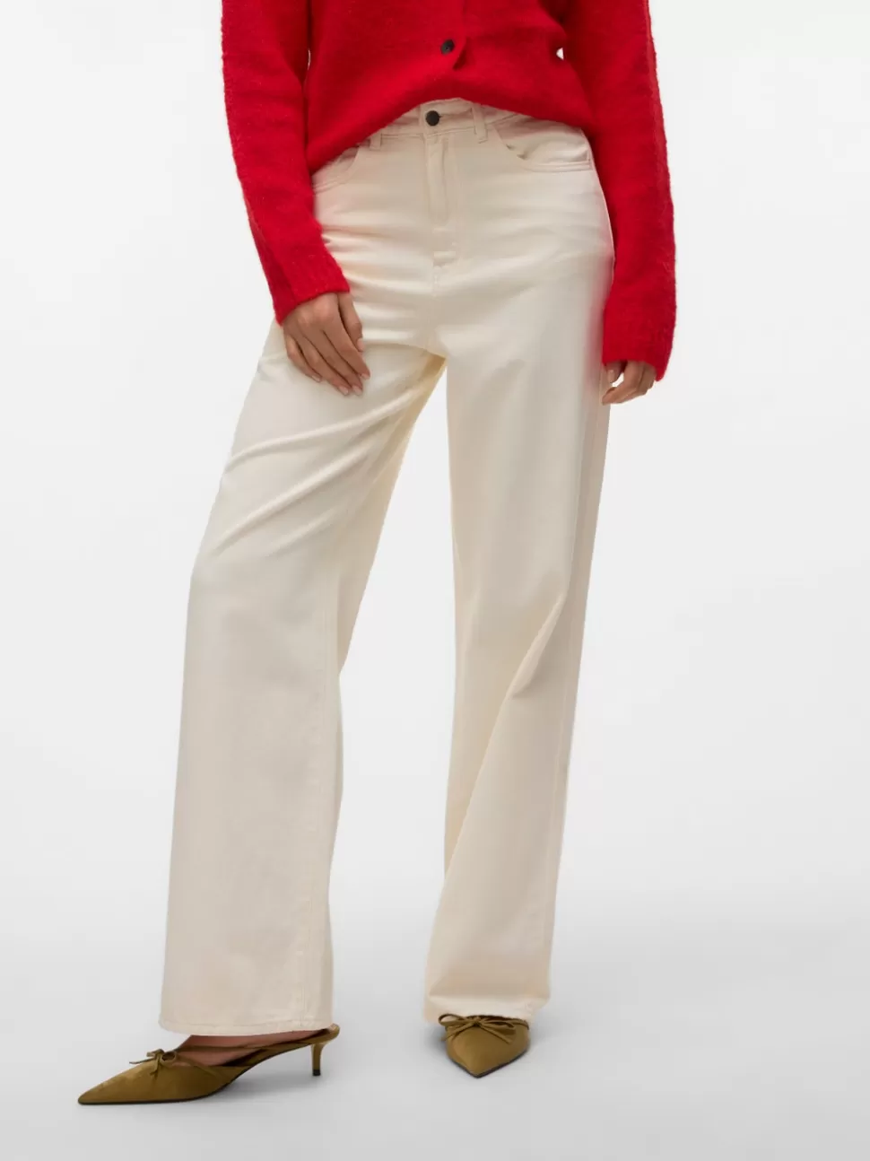 Jeans^VERO MODA VMREBECCA Superhög Midja Vid Passform Jeans Ecru