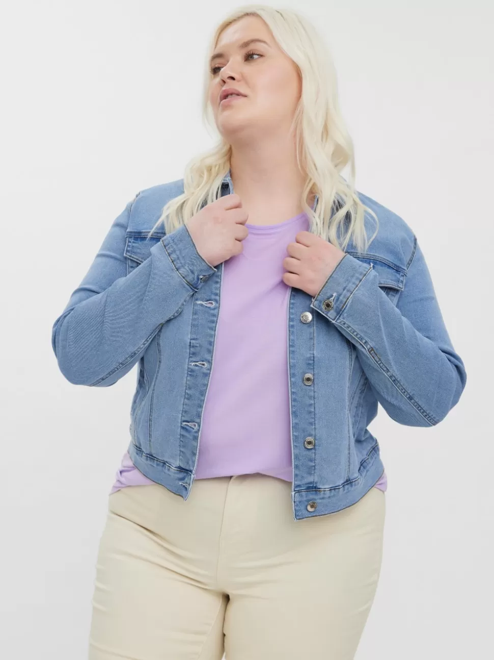 Jackor^VERO MODA VMRUNA Jacka Light Blue Denim