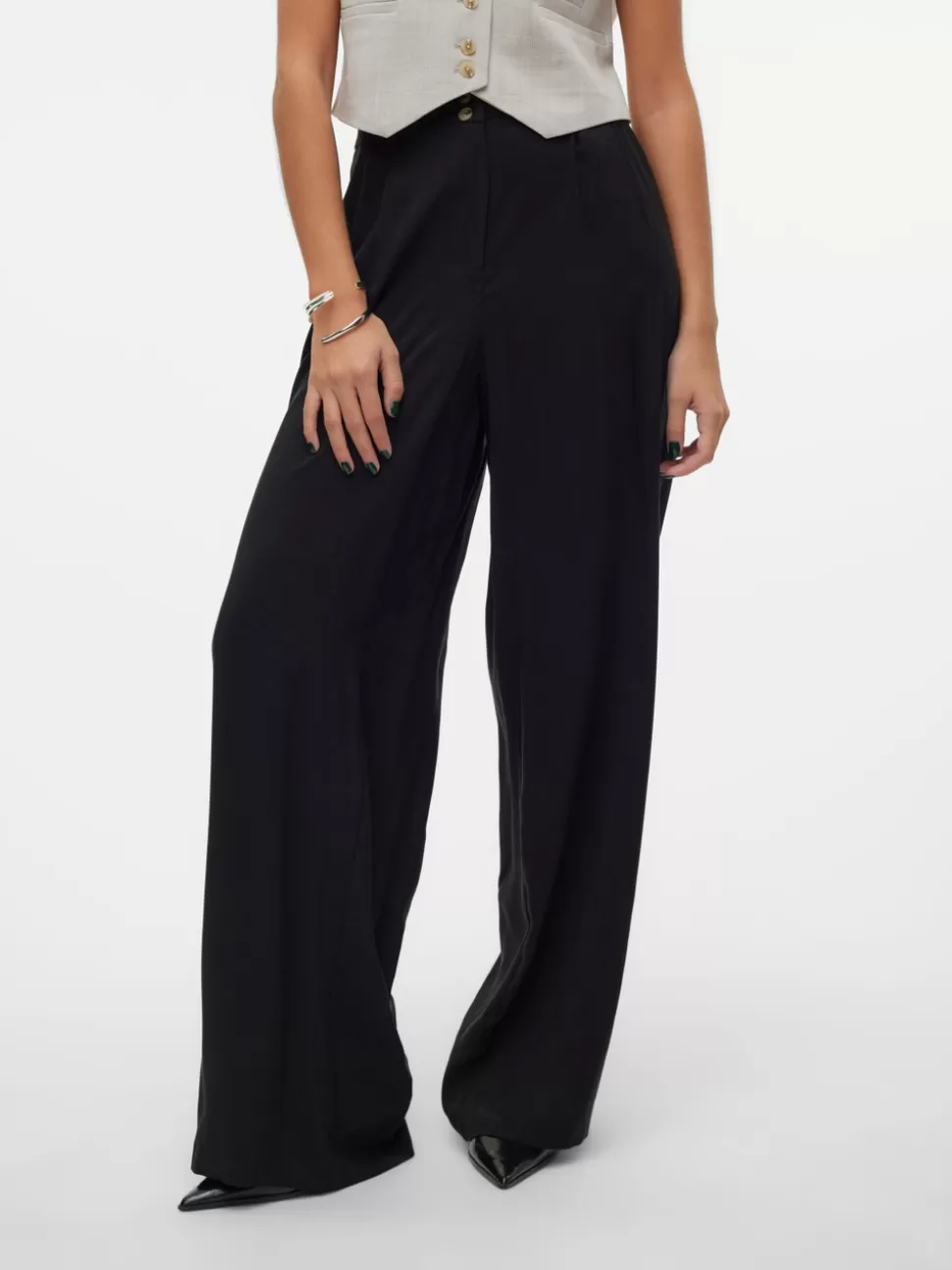 Byxor^VERO MODA VMSALLY Hög Midja Byxor Black