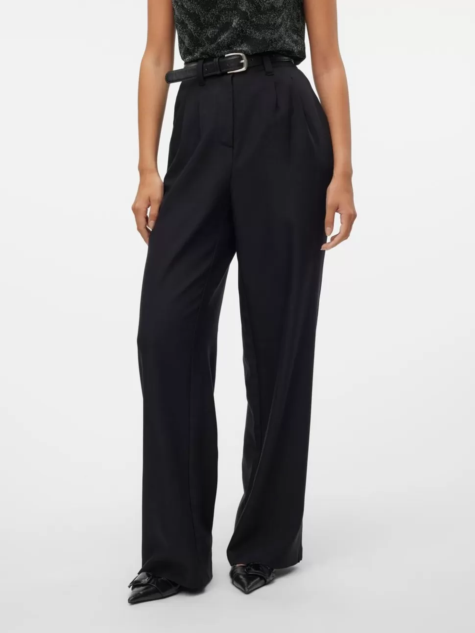 Byxor^VERO MODA VMSELAH Hög Midja Byxor Black