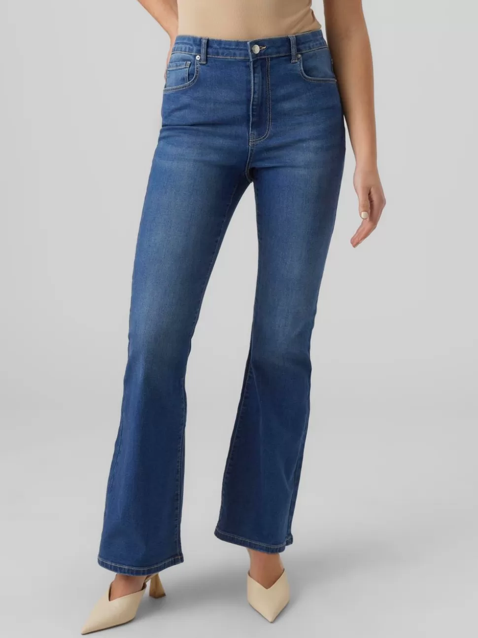 Jeans^VERO MODA VMSELINA Hög Midja Utsvängd Passform Jeans Medium Blue Denim