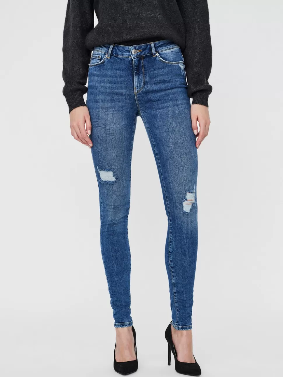 Jeans^VERO MODA VMSEVEN Medelhög Midja Slim Fit Jeans Medium Blue Denim