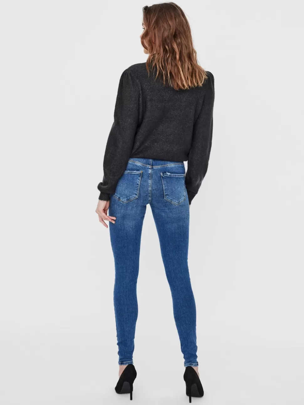 Jeans^VERO MODA VMSEVEN Medelhög Midja Slim Fit Jeans Medium Blue Denim