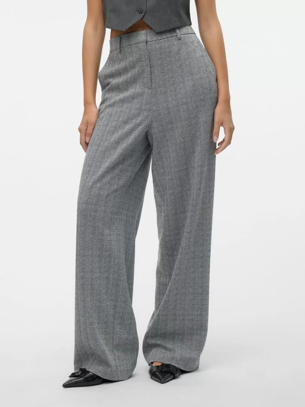 Byxor^VERO MODA VMSILVA Medelhög Midja Byxor Black