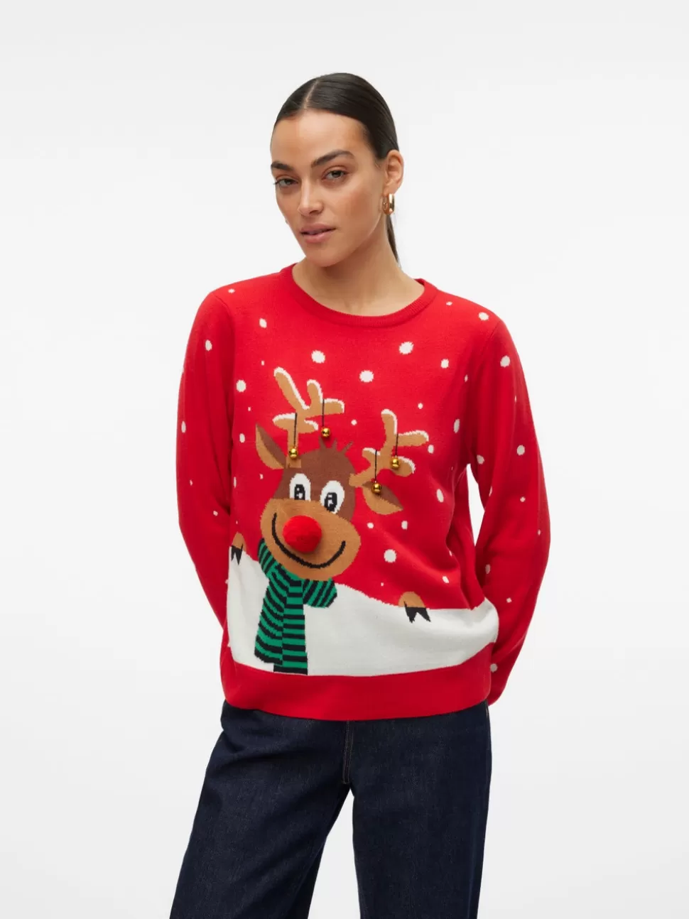 Stickat^VERO MODA VMSNOWY Pullover Chinese Red