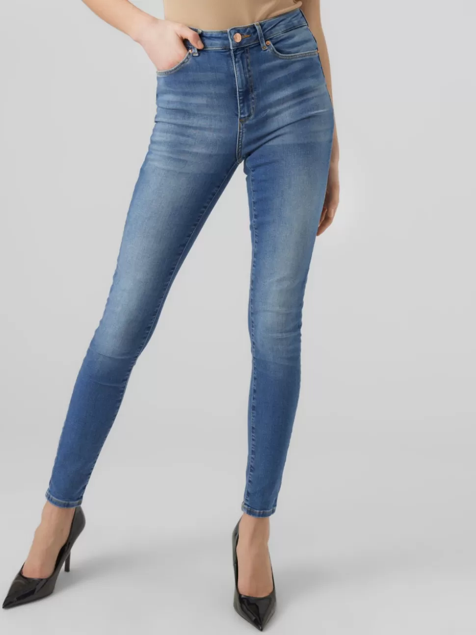 Jeans^VERO MODA VMSOPHIA Hög Midja Skinny Fit Jeans Medium Blue Denim