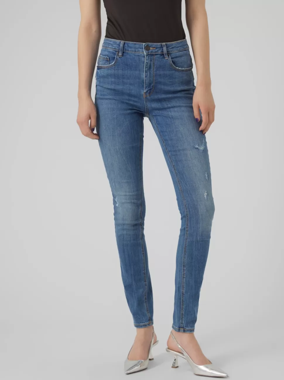 Jeans | Basics^VERO MODA VMSOPHIA Hög Midja Skinny Fit Jeans Medium Blue Denim