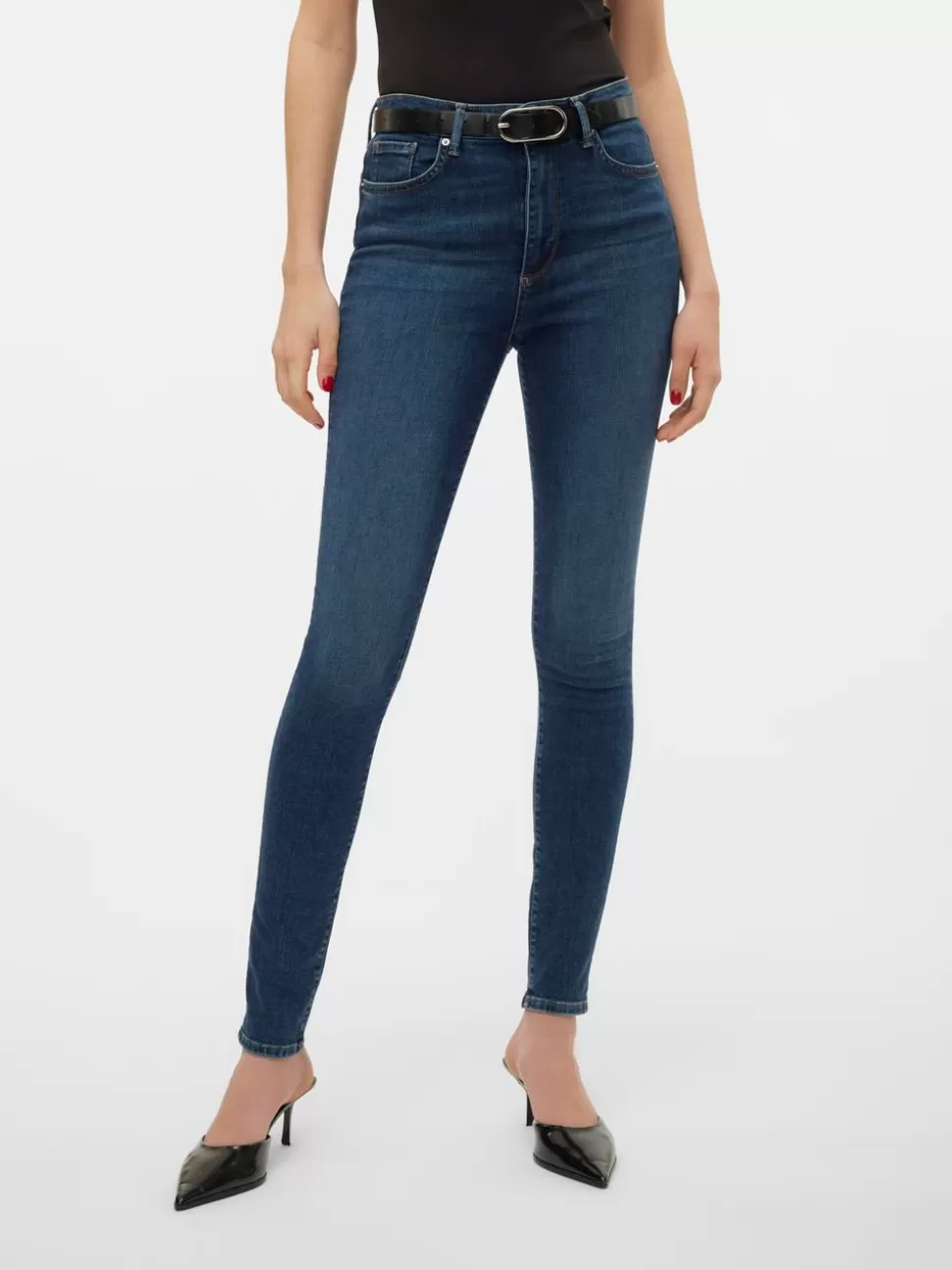 Jeans | Basics^VERO MODA VMSOPHIA Hög Midja Skinny Fit Jeans Dark Blue Denim
