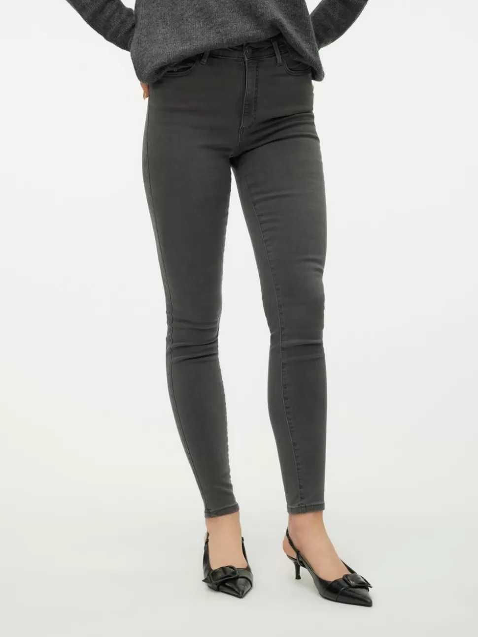 Jeans | Basics^VERO MODA VMSOPHIA Hög Midja Skinny Fit Jeans Dark Grey Denim