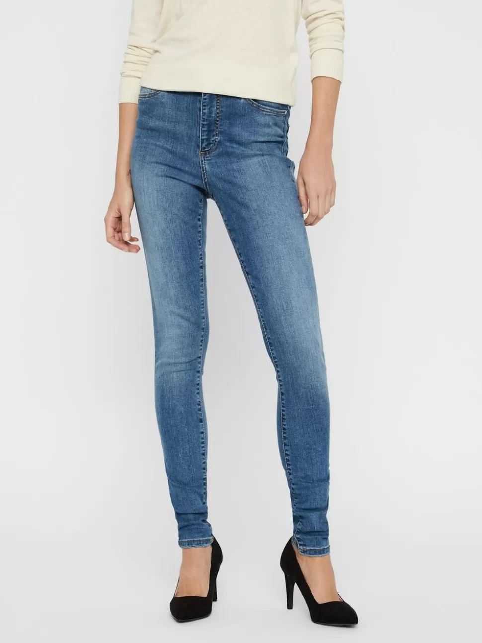 Jeans | Basics^VERO MODA VMSOPHIA Hög Midja Skinny Fit Jeans Light Blue Denim