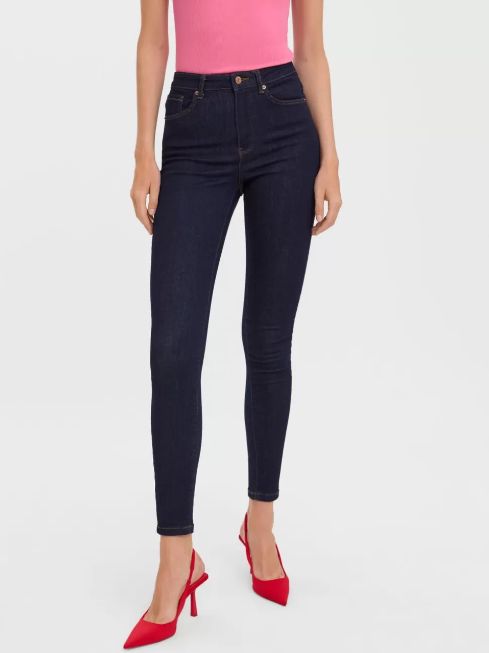 Jeans^VERO MODA VMSOPHIA Hög Midja Skinny Fit Jeans Dark Blue Denim