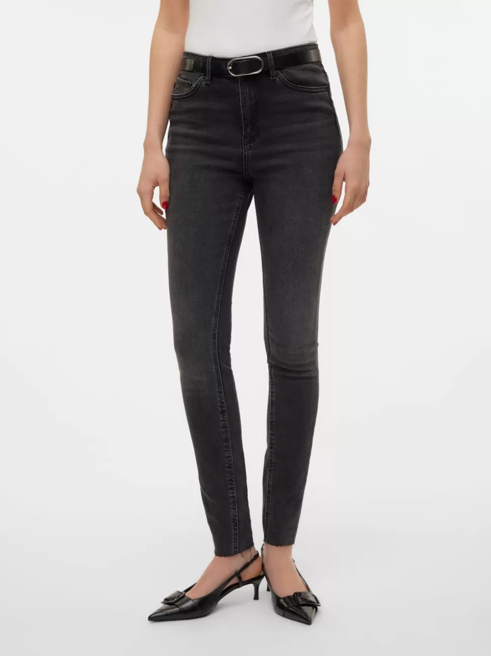 Jeans | Basics^VERO MODA VMSOPHIA Hög Midja Slim Fit Jeans Black Denim