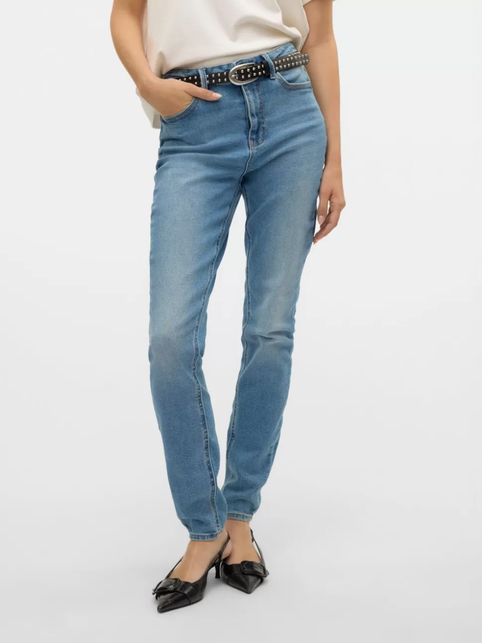 Jeans^VERO MODA VMSOPHIA Hög Midja Slim Fit Jeans Medium Blue Denim