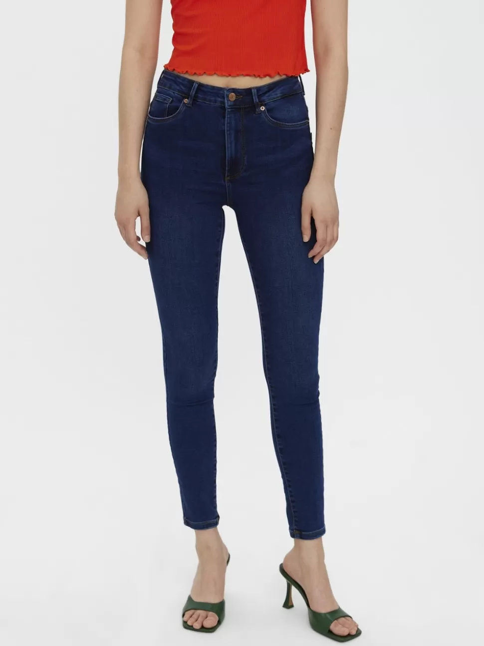 Jeans | Basics^VERO MODA VMSOPHIA Hög Midja Slim Fit Jeans Dark Blue Denim