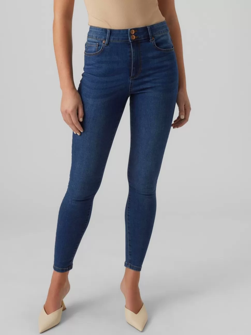 Jeans^VERO MODA VMSOPHIA Hög Midja Slim Fit Jeans Dark Blue Denim