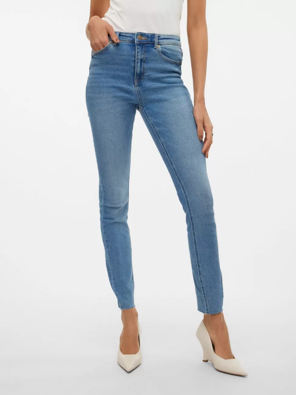 Jeans | Basics^VERO MODA VMSOPHIA Hög Midja Slim Fit Jeans Medium Blue Denim